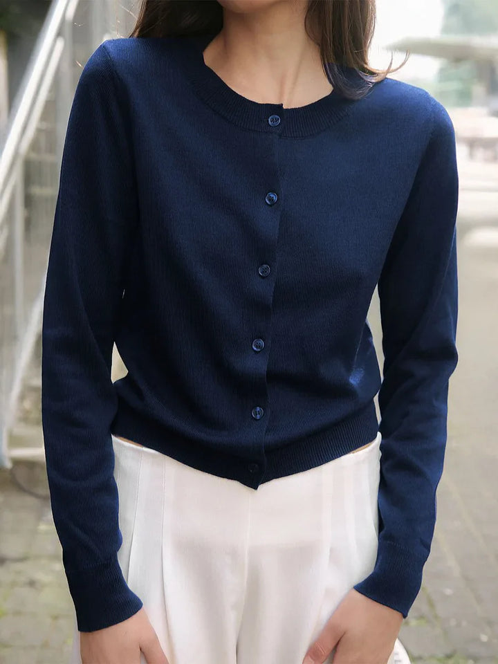 Olivia Bennet | Knit Button Cardigan for Women in Natural Color
