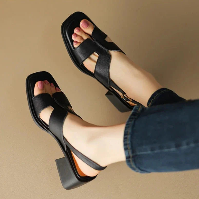 Olivia Bennet | Leather Heeled Sandals for Women
