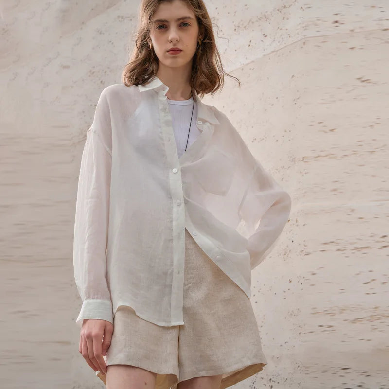 Olivia Bennet | Sheer Ramie Oversized Shirt