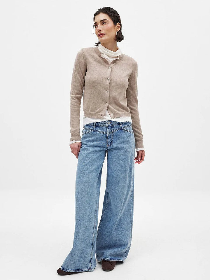 Olivia Bennet | Knit Button Cardigan for Women in Natural Color