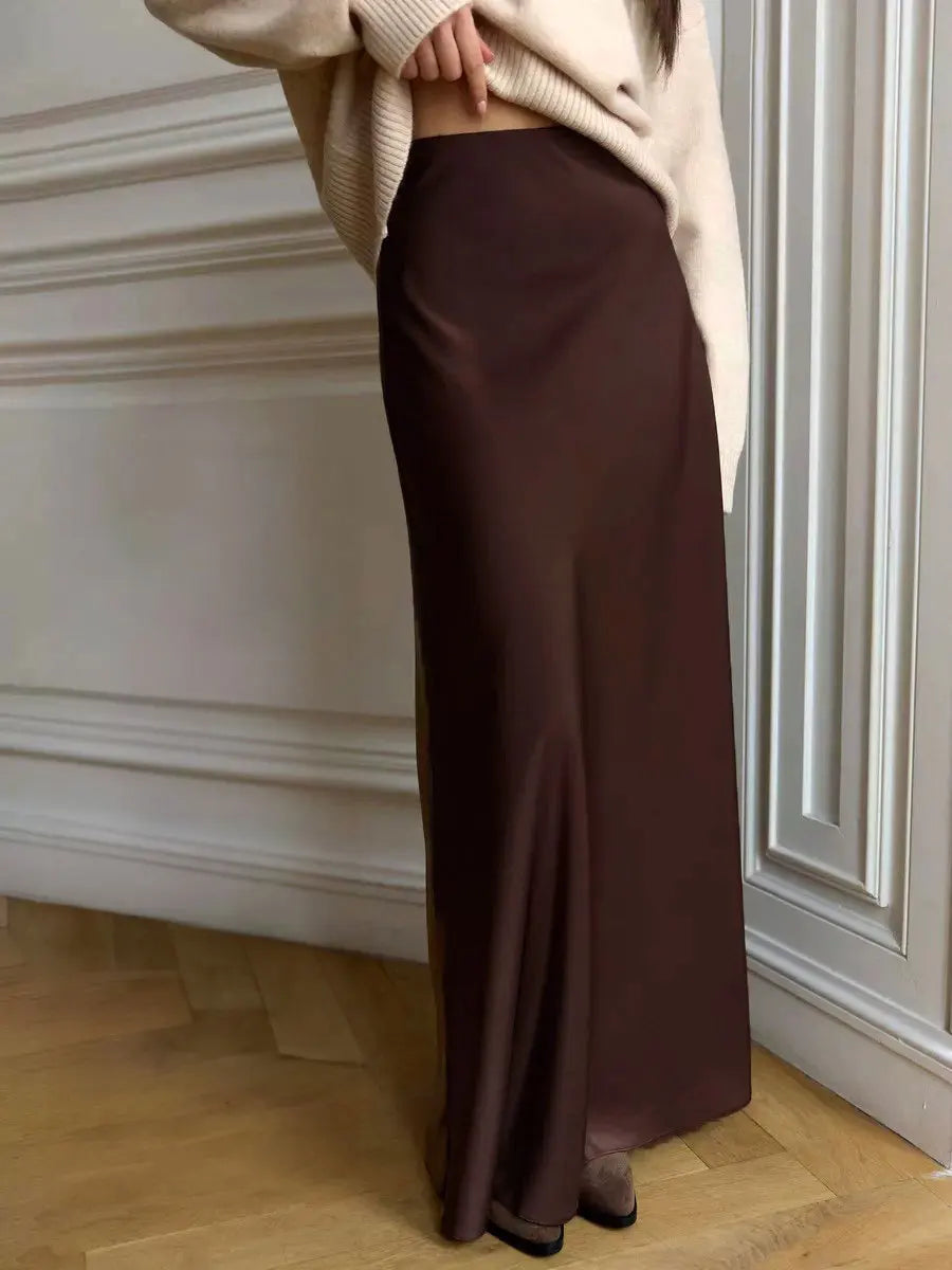 Olivia Bennet | Satin Fishtail Maxi Skirt for Women in Elegant Style
