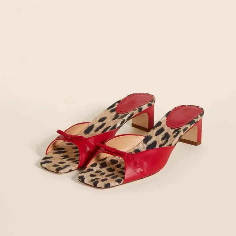 Olivia Bennet | Check-In Heel Mules for Women in Black Plaid
