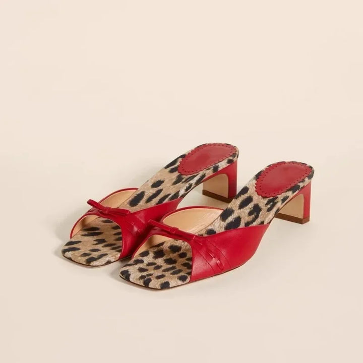 Olivia Bennet | Check-In Heel Mules for Women in Black Plaid