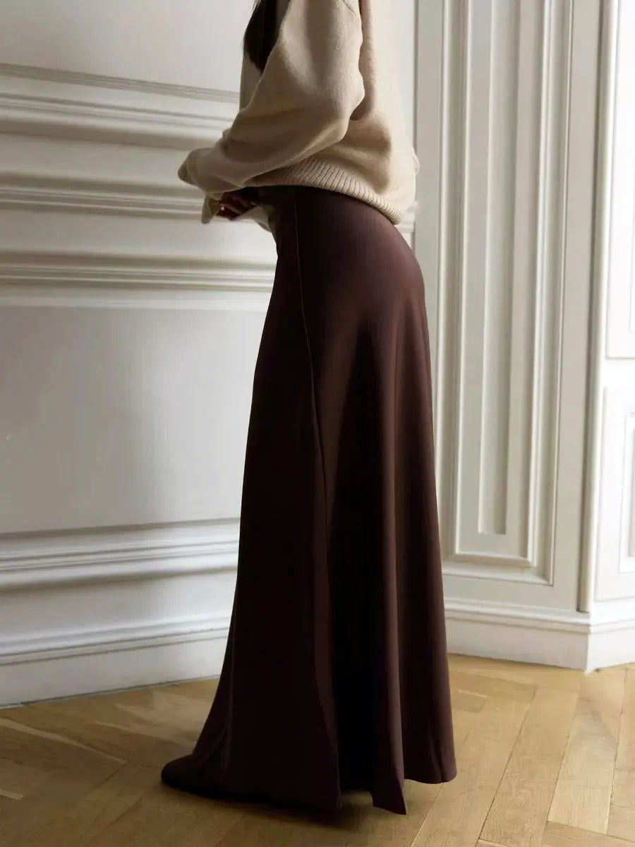 Olivia Bennet | Satin Fishtail Maxi Skirt for Women in Elegant Style