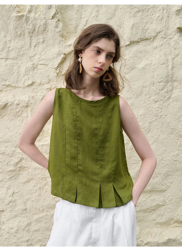Olivia Bennet | Pleated Hem Linen Top