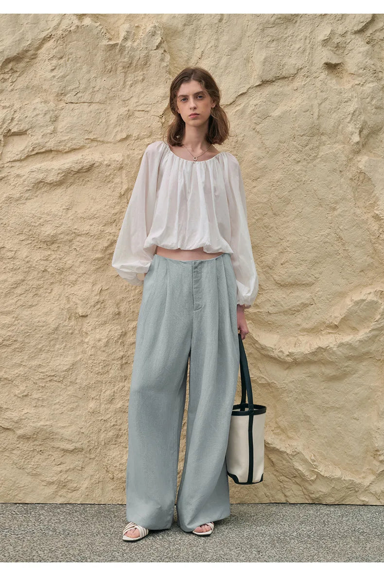 Olivia Bennet | Pleated Wide Leg Linen Pant
