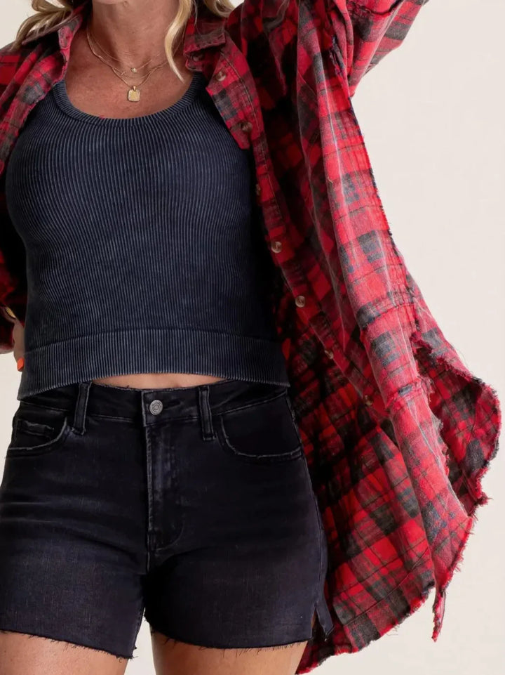Olivia Bennet | Plaid Flannel Shirt for Women in Green
