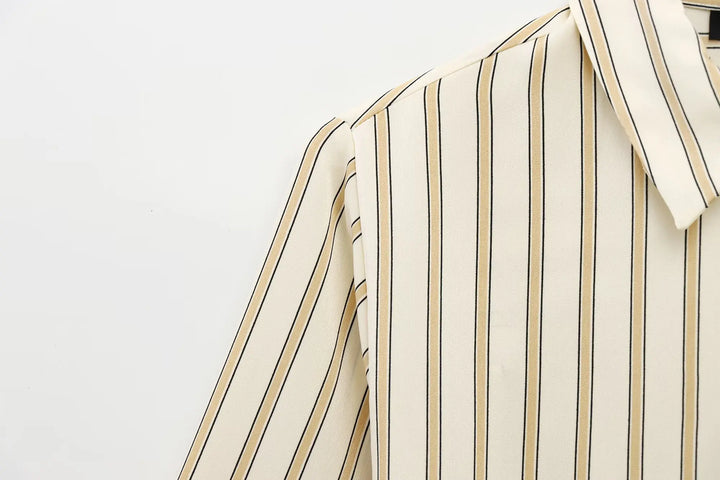 Olivia Bennet | Striped Button-Up Blouse for Women in Cotton Fit