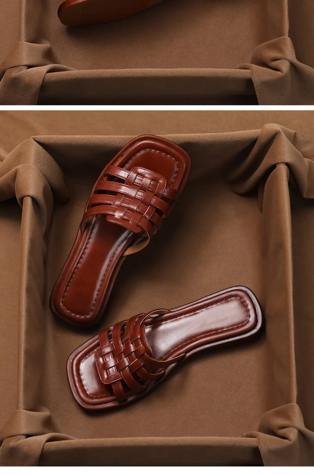 Olivia Bennet | Italian Leather Slides for Women in Natural Color