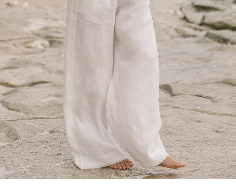 Olivia Bennet | Linen Wide Leg Pant for Women in Ruffle Style