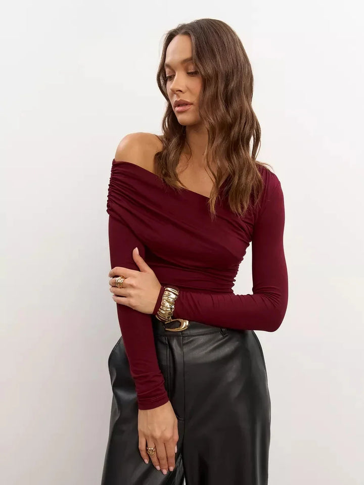 Olivia Bennet | Off-Shoulder Top for Women in Cotton Blend, Fitted, White