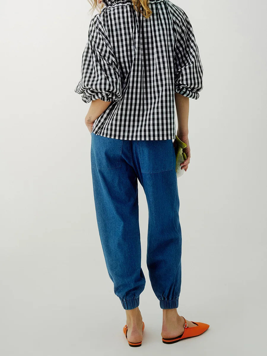 Olivia Bennet | Puffed Cotton Blouse for Women in White