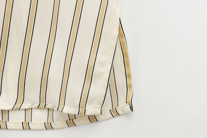Olivia Bennet | Striped Button-Up Blouse for Women in Cotton Fit