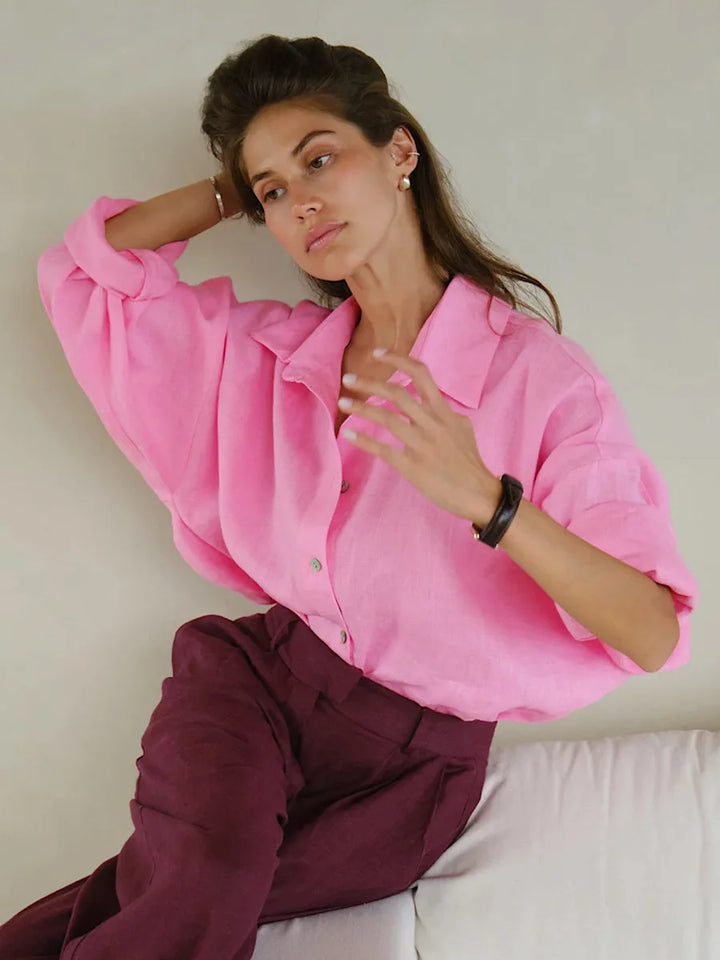 Olivia Bennet | Cotton Relaxed Shirt for Women in White