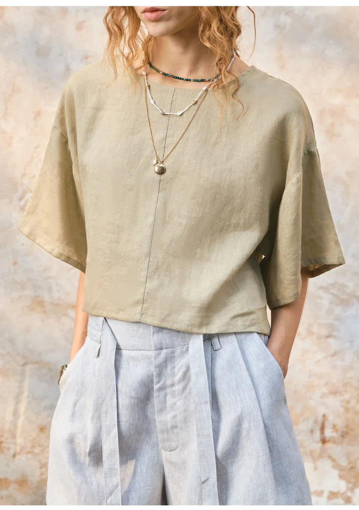 Olivia Bennet | Flared Sleeve Linen Pullover