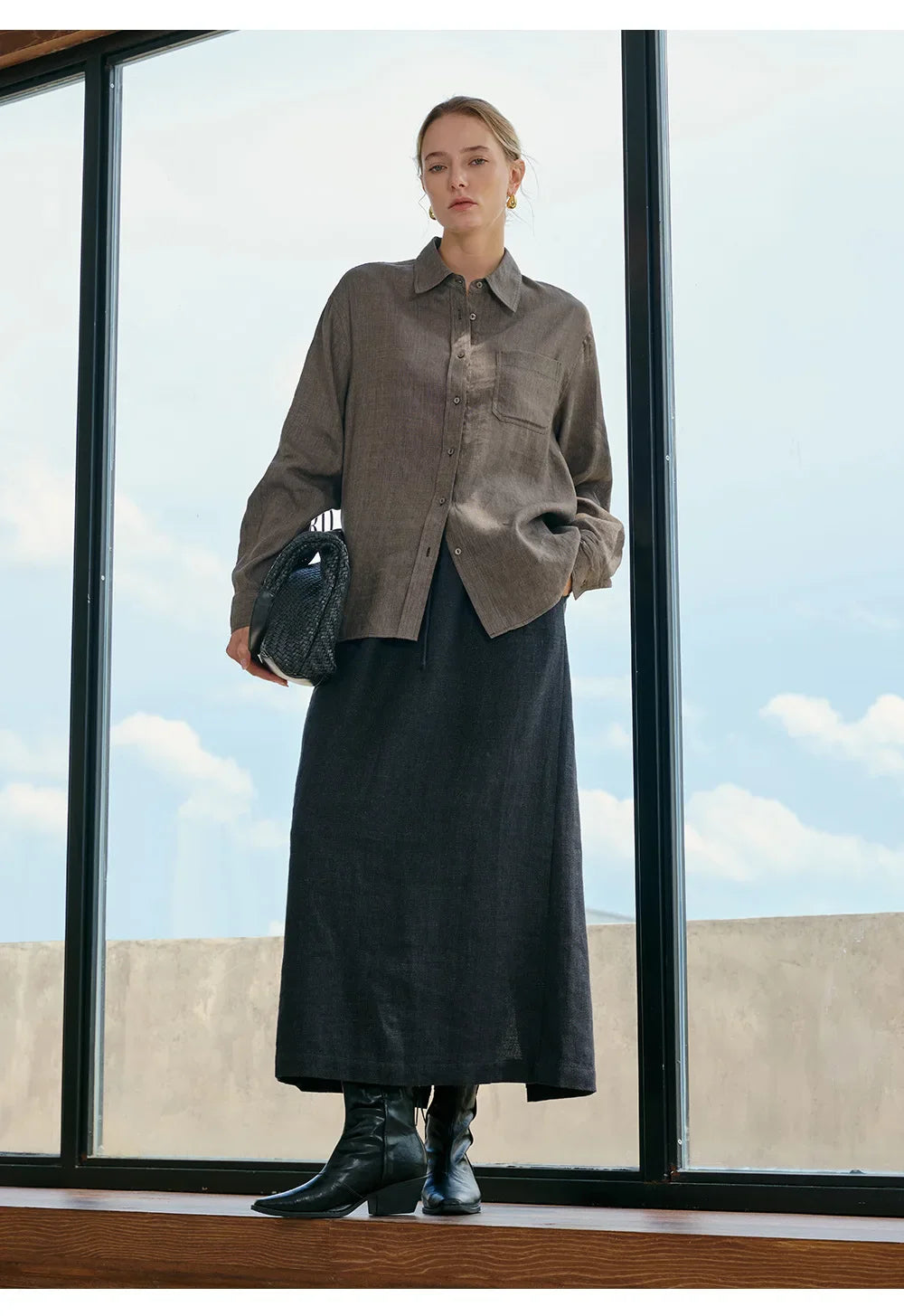 Olivia Bennet | Linen Shirt for Women, Relaxed Fit, White