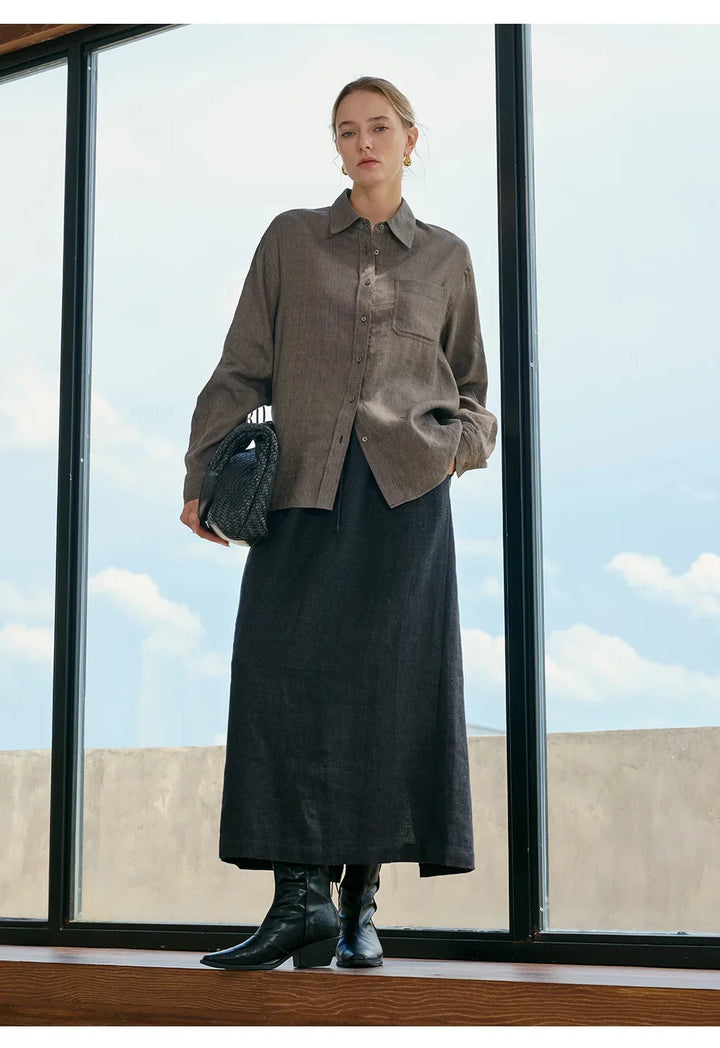 Olivia Bennet | Linen Shirt for Women, Relaxed Fit, White