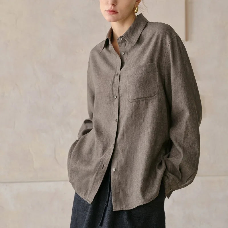 Olivia Bennet | Linen Shirt for Women, Relaxed Fit, White