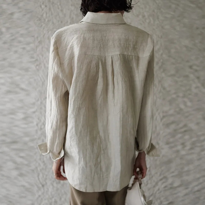 Olivia Bennet | Pleated Linen Button Shirt