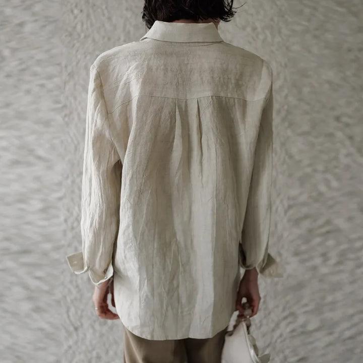 Olivia Bennet | Pleated Linen Button Shirt