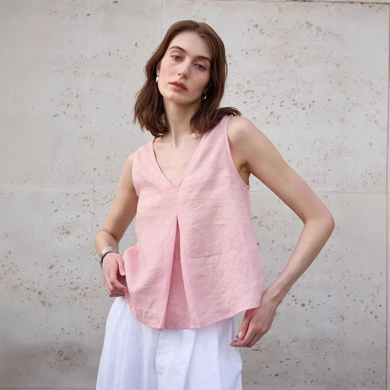 Olivia Bennet | Chambray Linen Reversible Vest