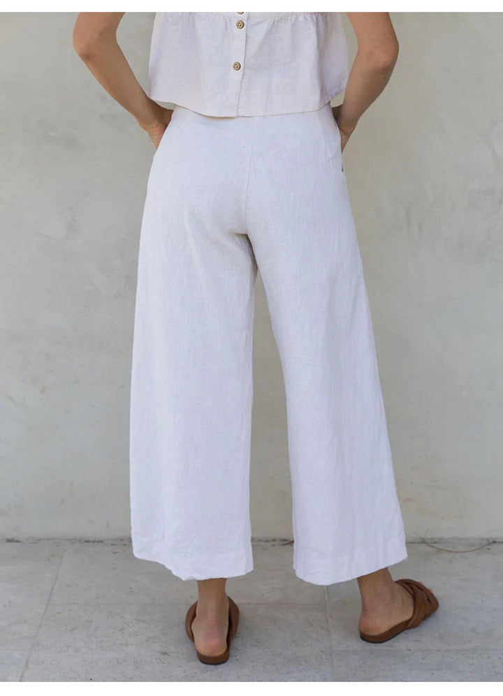 Olivia Bennet | Pleated Linen Culotte Pant