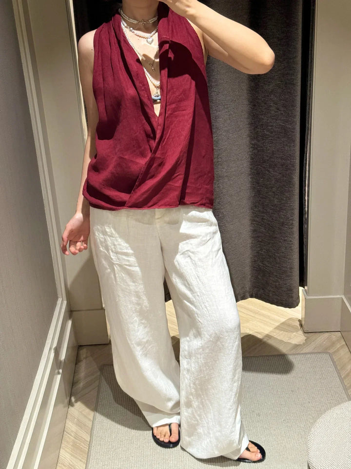 Olivia Bennet | Drape Linen Vest for Women