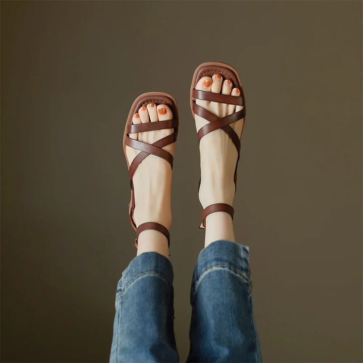 Olivia Bennet | Orthopedic Leather Sandals for Women in Brown