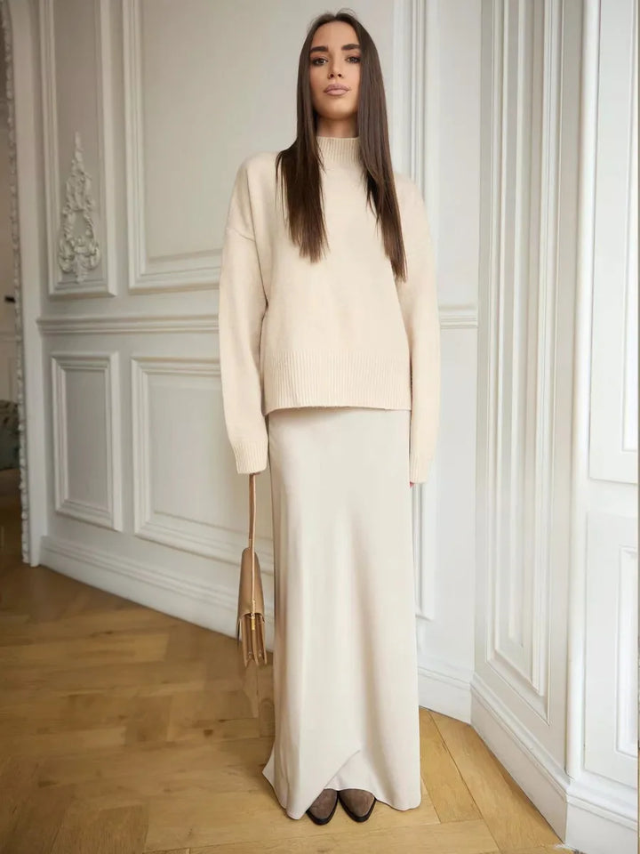 Olivia Bennet | Satin Fishtail Maxi Skirt for Women in Elegant Style