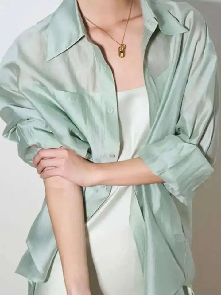 Olivia Bennet | Silk Poplin Blouse for Women in Flowing Fit