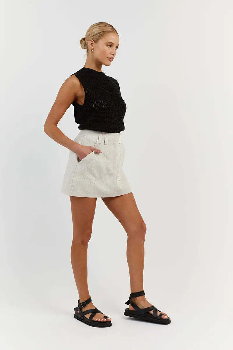 Olivia Bennet | Hollow Knit Tank for Women in Natural Color