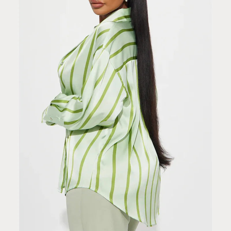 Olivia Bennet | Satin Stripe Shirt for Women