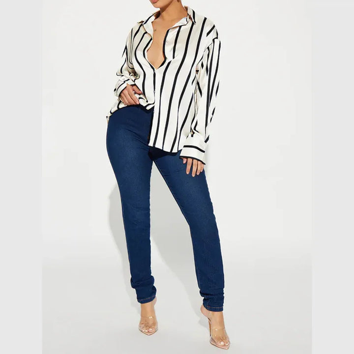 Olivia Bennet | Satin Stripe Shirt for Women