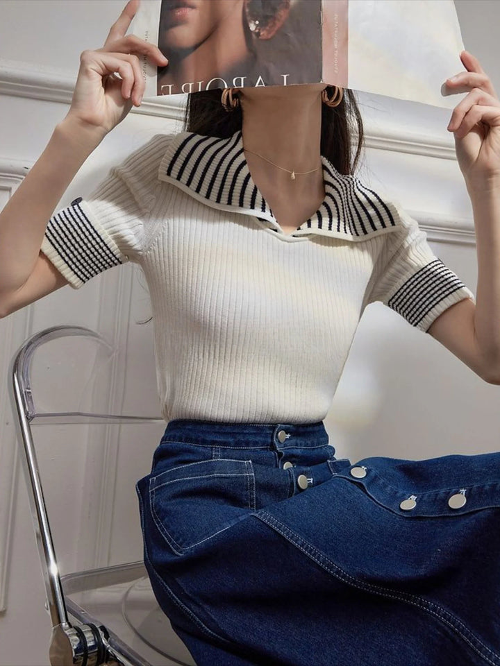 Olivia Bennet | Polo Tee for Women, Cotton, Regular Fit, White