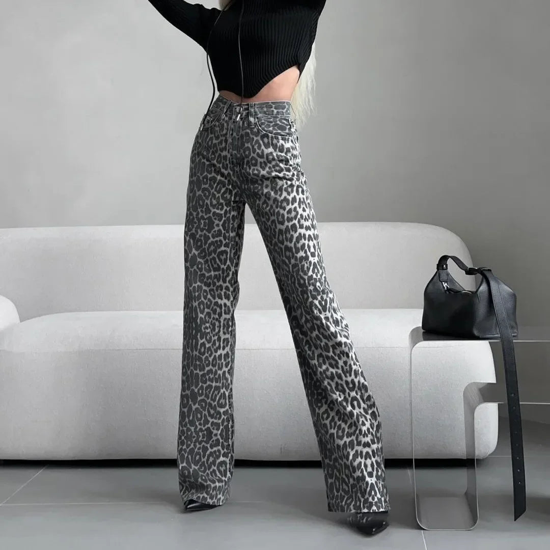 Olivia Bennet | Leopard Straight Jeans for Women