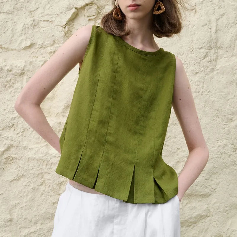 Olivia Bennet | Pleated Hem Linen Top