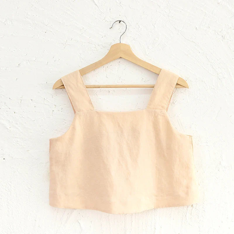 Olivia Bennet | Square Neck Linen Crop Tank