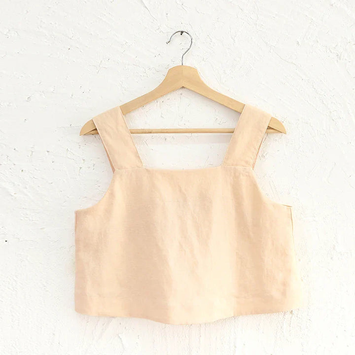 Olivia Bennet | Square Neck Linen Crop Tank