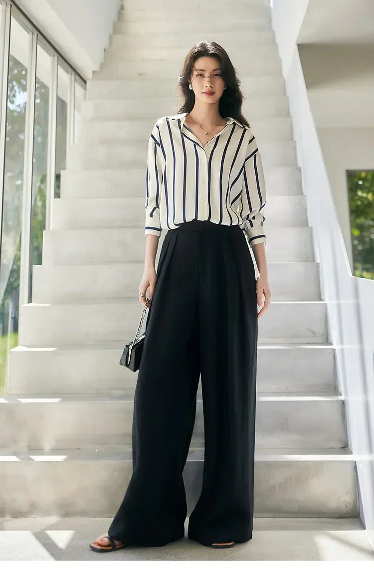Olivia Bennet | Stripe Satin Blouse for Women
