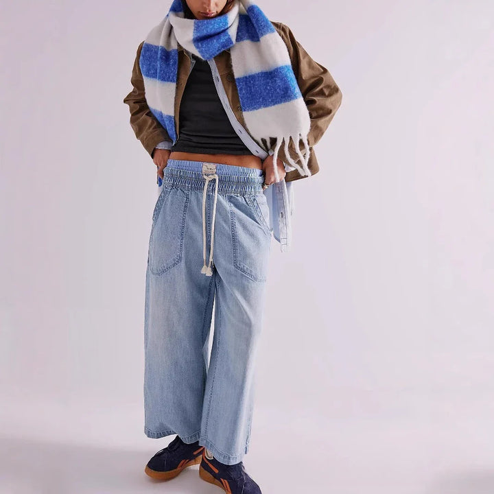 Olivia Bennet | Weekender Drawstring Jeans for Women in Denim Blue