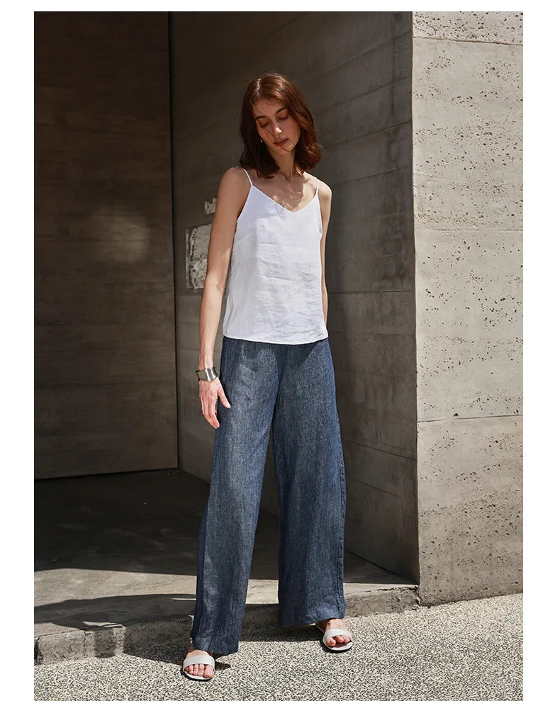 Olivia Bennet | Linen V-Neck Camisole Top for Women