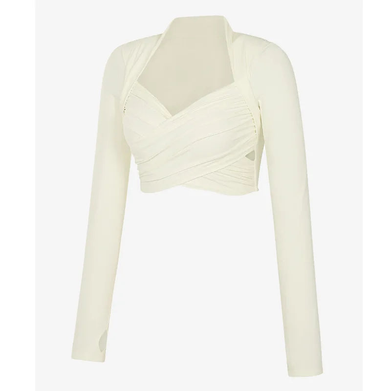 Olivia Bennet | Wrap Top for Women in Soft Fabric, Relaxed Fit, Neutral Color