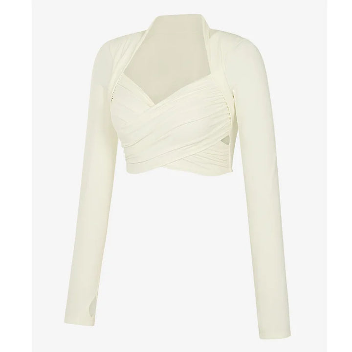 Olivia Bennet | Wrap Top for Women in Soft Fabric, Relaxed Fit, Neutral Color