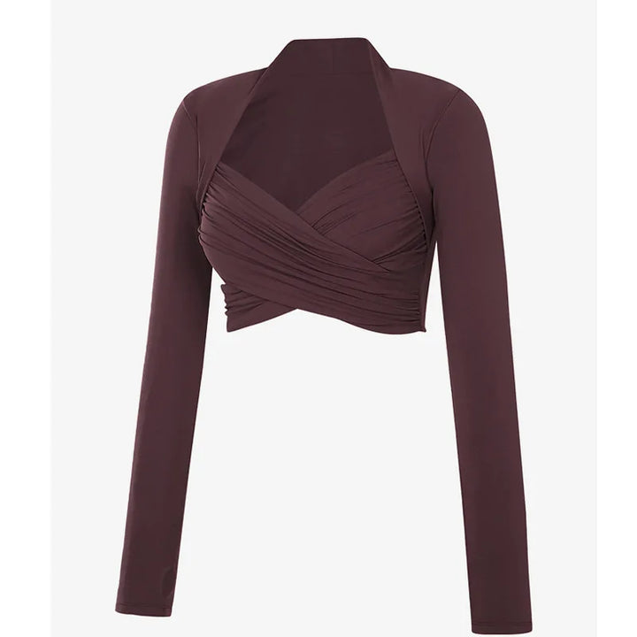 Olivia Bennet | Wrap Top for Women in Soft Fabric, Relaxed Fit, Neutral Color