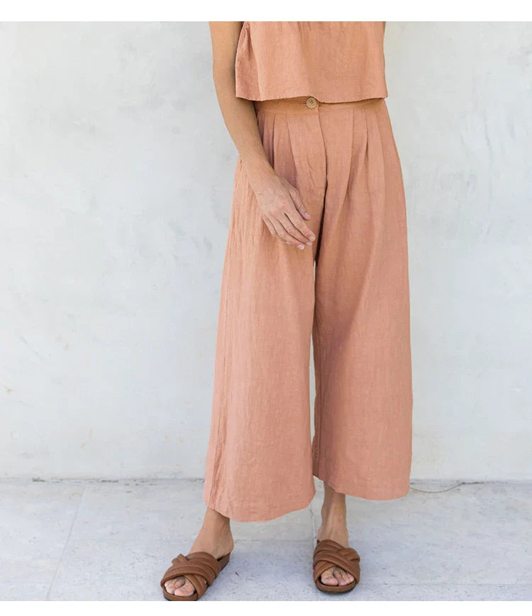 Olivia Bennet | Pleated Linen Culotte Pant