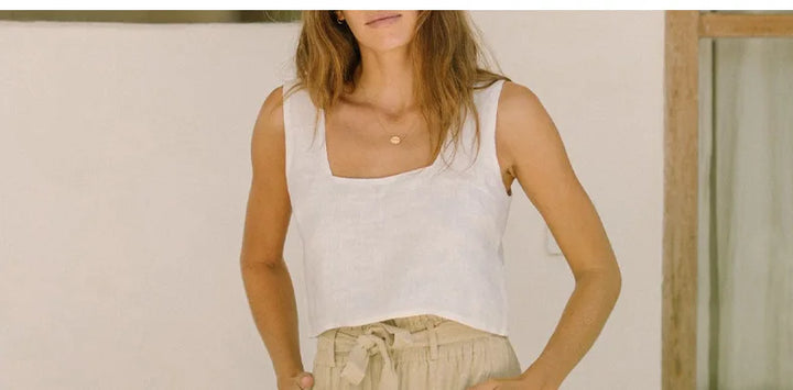 Olivia Bennet | Linen Wide Leg Pant for Women in Ruffle Style