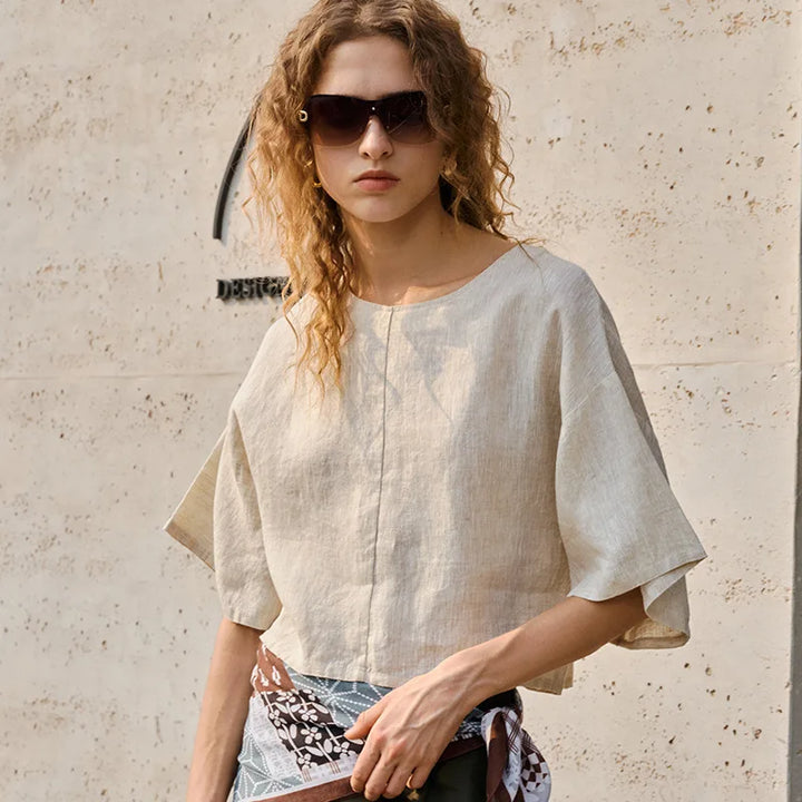 Olivia Bennet | Flared Sleeve Linen Pullover