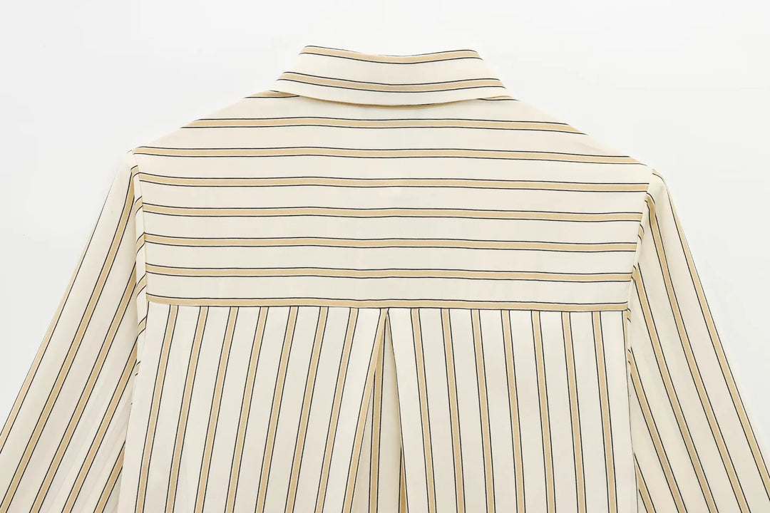 Olivia Bennet | Striped Button-Up Blouse for Women in Cotton Fit