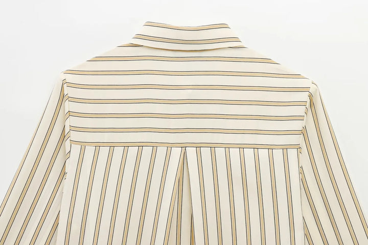 Olivia Bennet | Striped Button-Up Blouse for Women in Cotton Fit