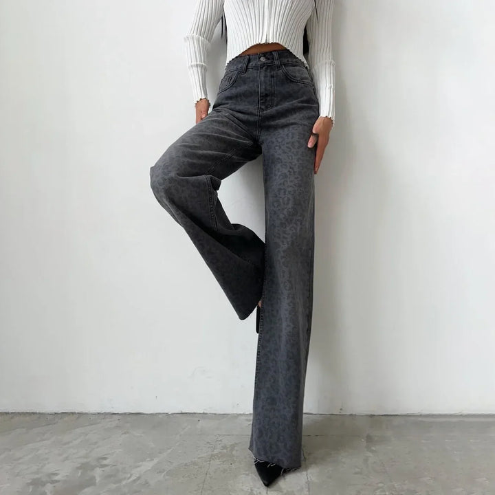 Olivia Bennet | Leopard Straight Jeans for Women